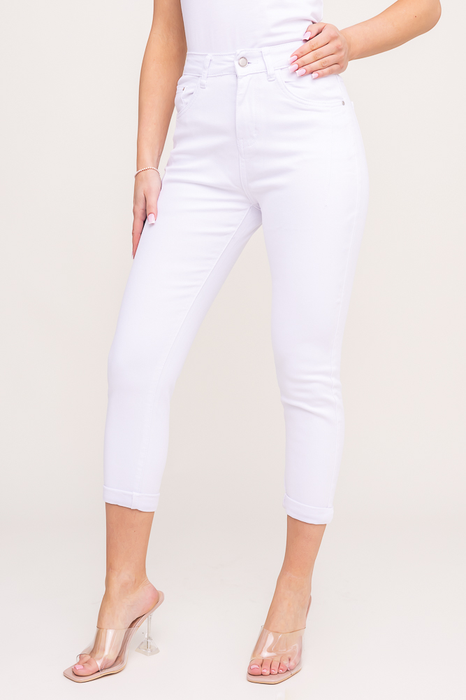 Białe Spodnie jeansowe KALIAMO