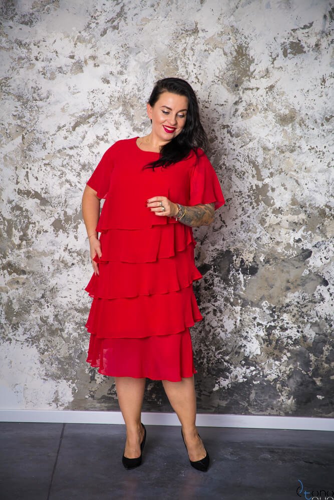 Czerwona Sukienka ORINA Plus Size  