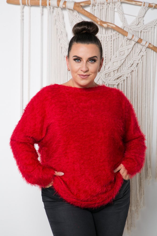 Czerwony Sweter FABIOLA Plus Size 