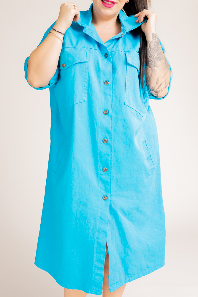 Niebieska Sukienka koszulowa UTERO